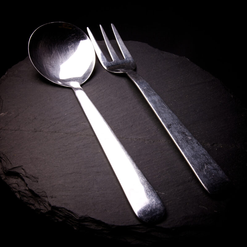 serving spoon and fork