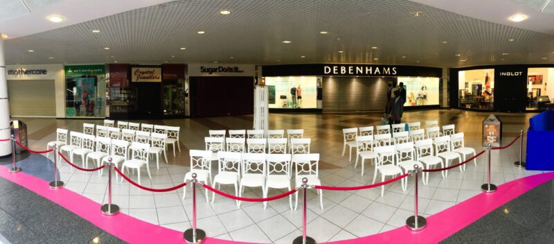 White Milano Chairs with Poles and Ropes