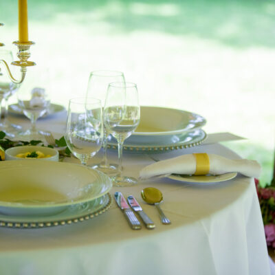 Candelabra and Carmen cutlery with Silver - Beaded Charger Plate
