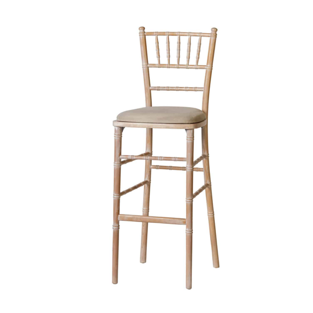 Chivari Stool Limewash With Ivory Pad