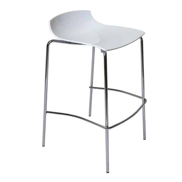 Milano High Stool White With Low Back