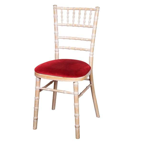 Chivari Chair Limewash With Burgundy Pad