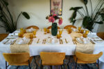 Gold cutlery I Teddy Chair Gold Velvet I Rectangular Table I Avant Garde Crockery I Yellow Saturn Range