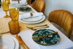 Gold cutlery I Teddy Chair Gold Velvet I Rectangular Table I Avant Garde Crockery I Yellow Saturn Range