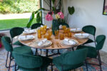 Oak Round Table I Teddy Chairs I Silver Charger Plate I Gold cutlery I RAK Crockery I Saturn Yellow Glassware