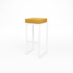 Kube Bar Stool White Frame Velvet Gold Pad
