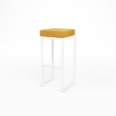 Kube Bar Stool White Frame Velvet Gold Pad