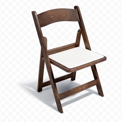 Folding Chair – Wood Effect with White Cushion
